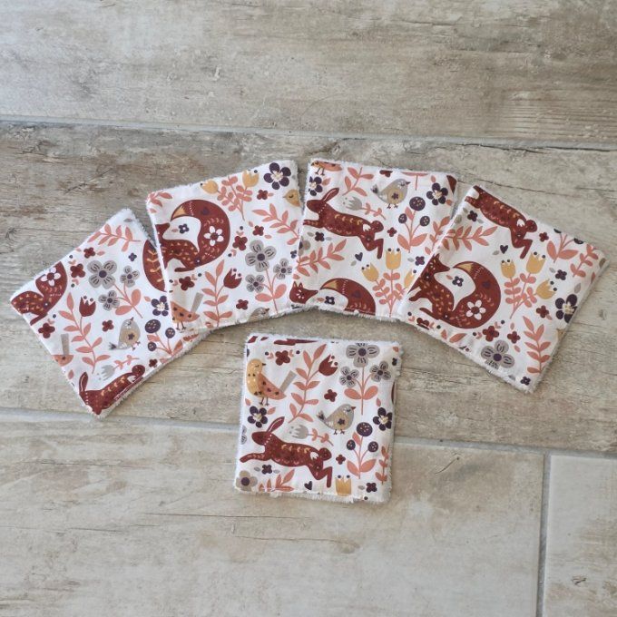 Lingettes lavables Renard lot de 5