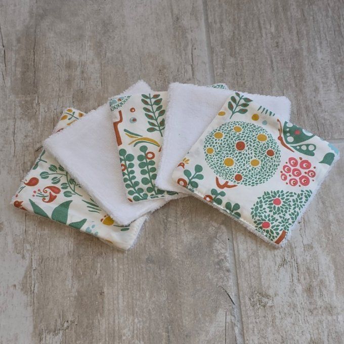 Lingettes lavables Forêts lot de 5  