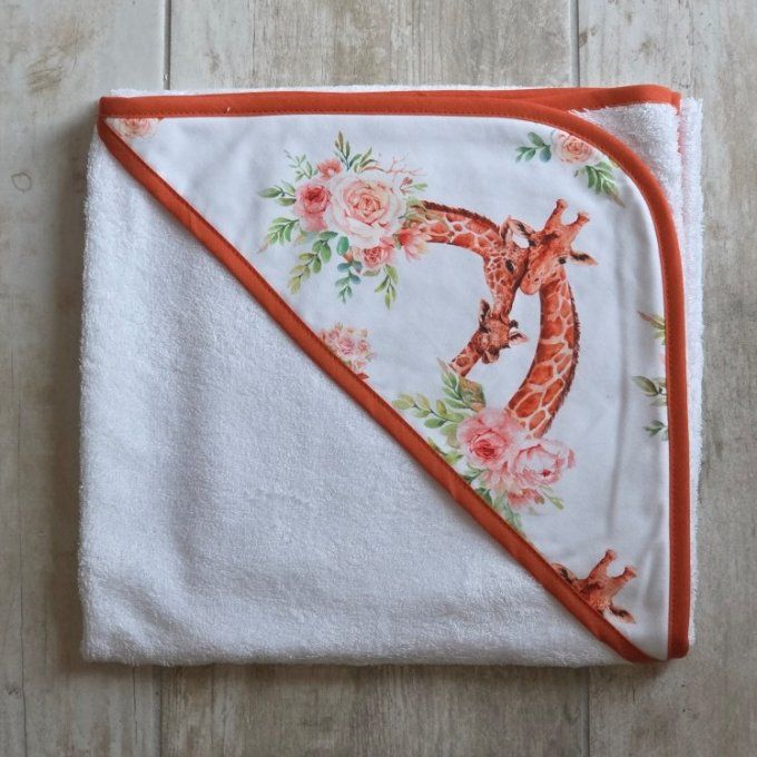 Cape de bain girafes/girafons 80cm x 80 cm