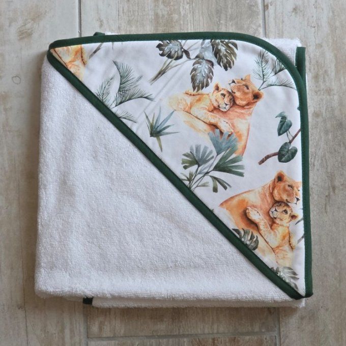 Cape de bain lionceaux 80cm x 80 cm