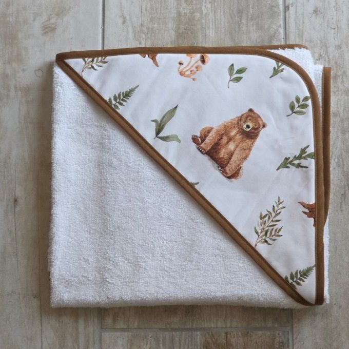 Cape de bain ours 80cm x 80 cm